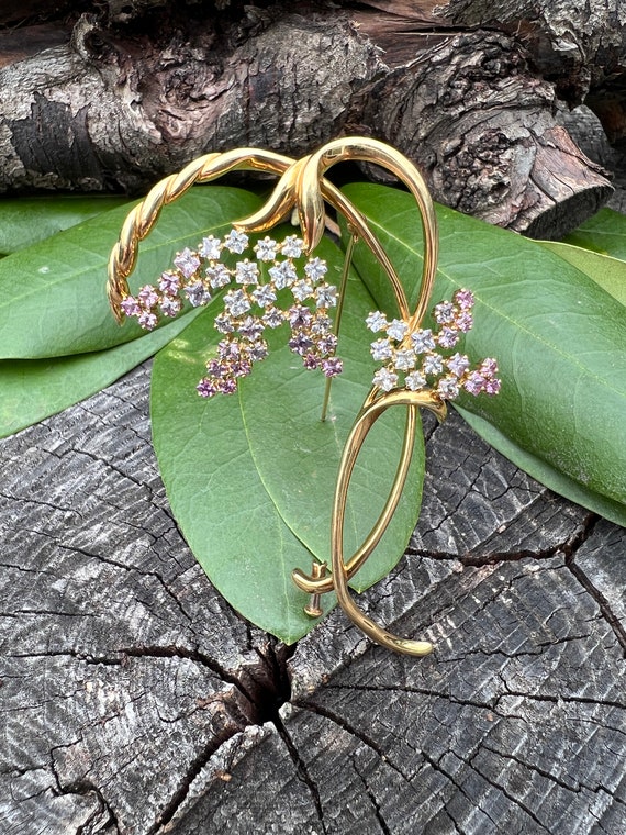 Sapphire Flower Pin, Pink Sapphire Flower Brooch, 