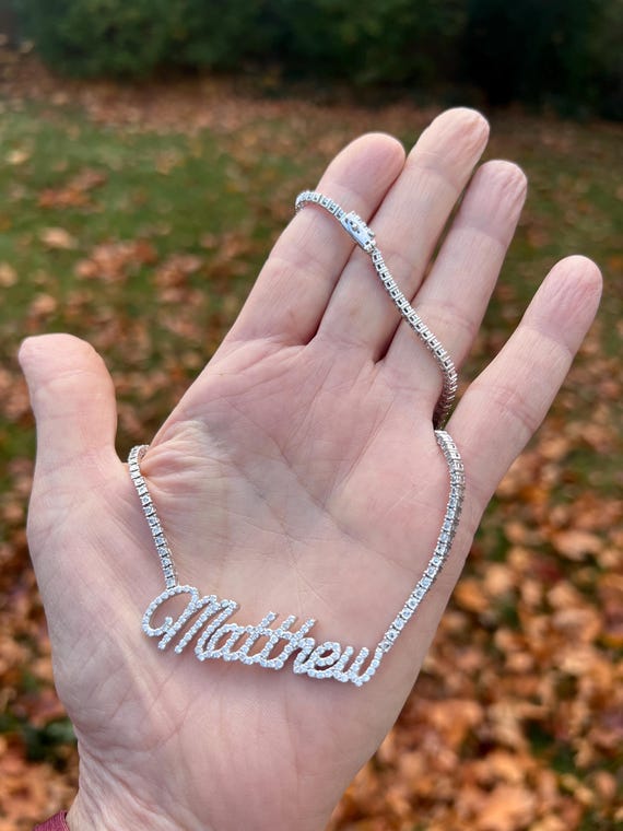 Diamond Matthew Name Plate, Matthew Name Necklace… - image 18