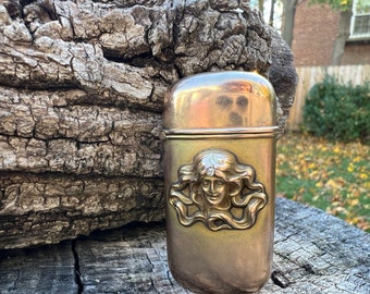 Art Nouveau Match Safe, Art Nouveau Vesta, Gold Match Safe, Antique Match Safe, Antique Vesta