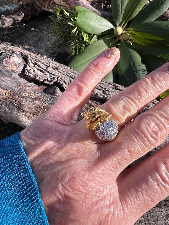 Diamond Flower Ring, Diamond Cluster Ring, Diamon… - image 8