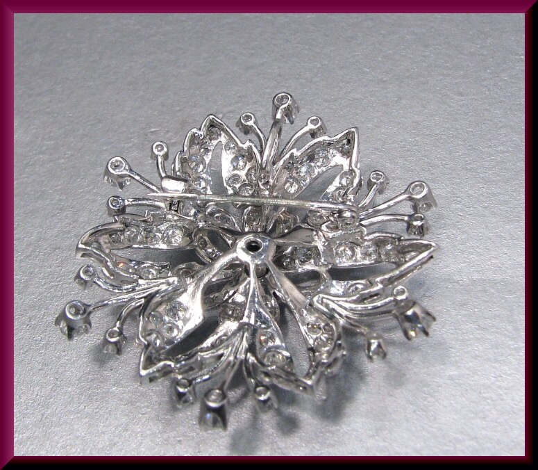 Antique Vintage Retro 1940's Platinum Diamond Spray Floral