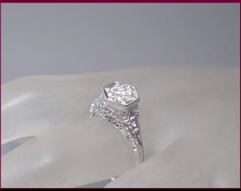 Vintage Diamond Engagement Ring Filigree Diamond Engagement Ring with Old European Cut Diamond Platinum Wedding Ring- ER 361M