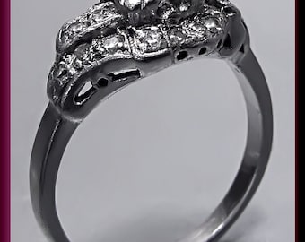 Anillo de compromiso de diamantes antiguos, estilo art déco, con diamantes de talla europea antigua, anillo de bodas de platino - ER 259 M