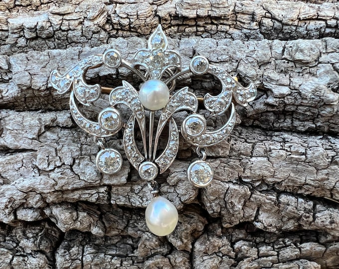 Diamond Lavaliere, Edwardian Diamond Necklace, Edwardian Pendant, Art Deco Pendant, Diamond Drop Pendant, Antique Necklace