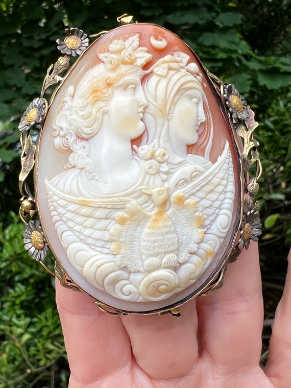 Double Face Cameo, Victorian Cameo, Conch Shell C… - image 9