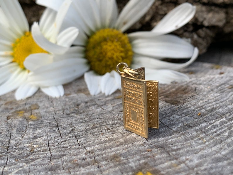 Holy Bible Charm Vintage Bible Charm Religious Charm Gold Charm Vintage Charm Lords Prayer Charm Bible Pendant Holy Bible Pendant