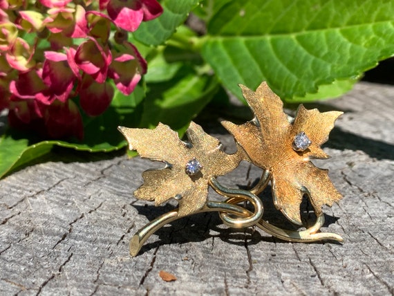 Maple Leaf Diamond Pendant, Gold Leaf Brooch, Map… - image 7