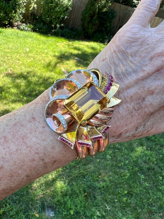 Citrine and Diamond Bangle, Citrine Cuff, Citrine… - image 10