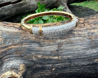 14k Yellow Gold and Diamond Bangle