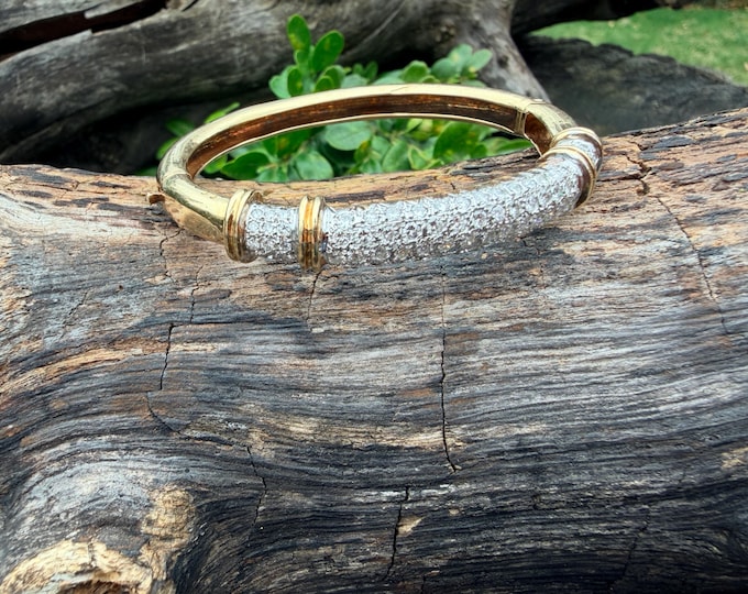 14k Yellow Gold and Diamond Bangle
