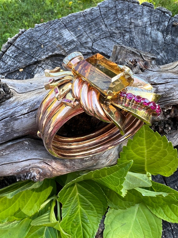 Citrine and Diamond Bangle, Citrine Cuff, Citrine… - image 5