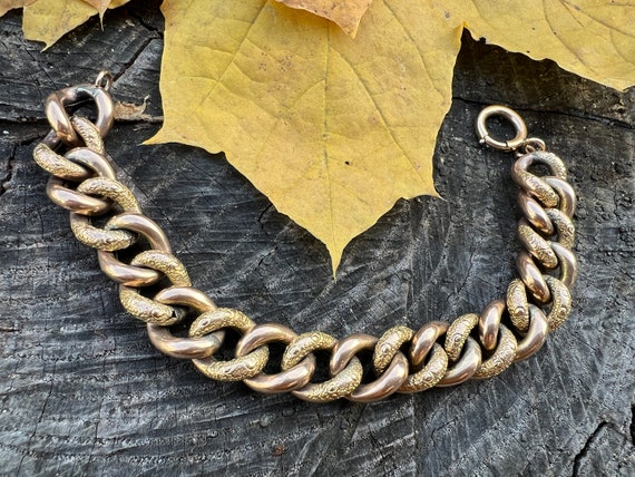 Victorian Gold Bracelet, Chunky Wide Gold Bracele… - image 3