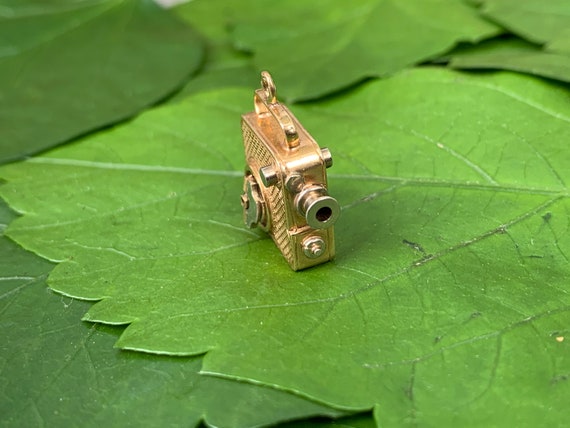 Gold Camera Charm, Movie Camera Charm, Camera Char
