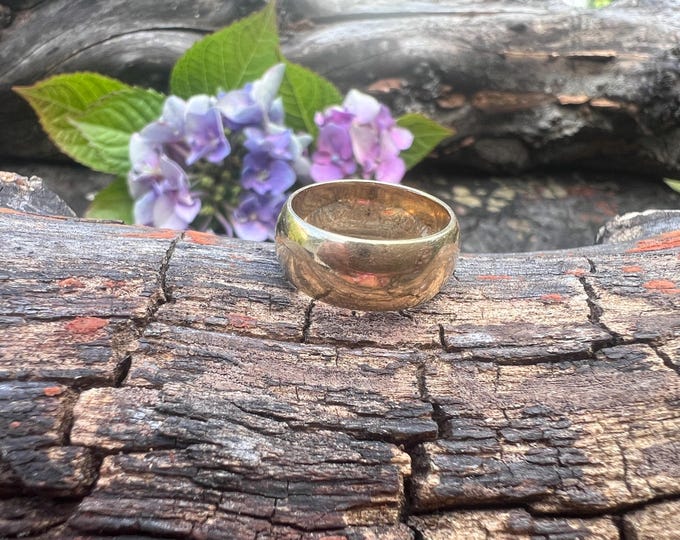 Yellow Gold Cigar Band, Gold Cigar Band, Chunky Gold Ring, Wide Gold Band, Band Size 5.5