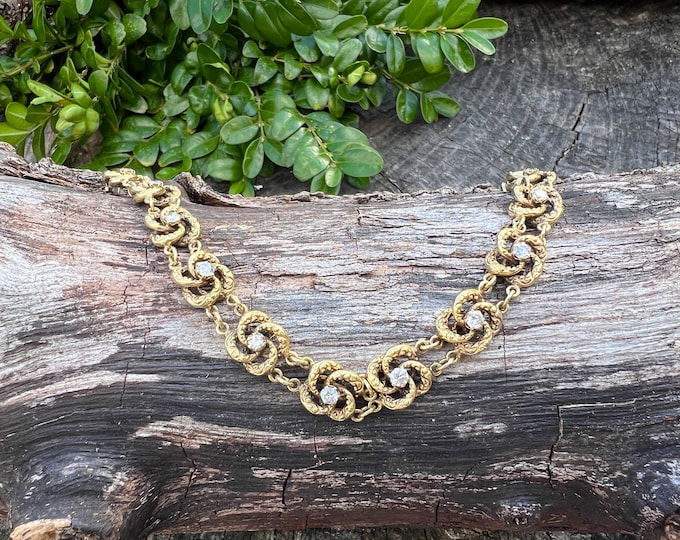 Yellow Gold and Diamond Bracelet, Diamond Gold Bracelet, Gold Chain Bracelet