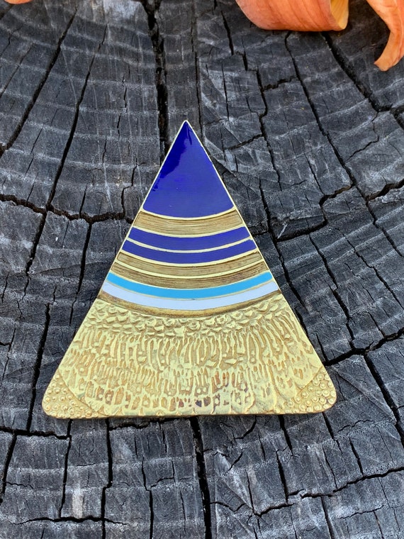 Gold Triangle Pendant, Large Triangle Pendant, En… - image 1