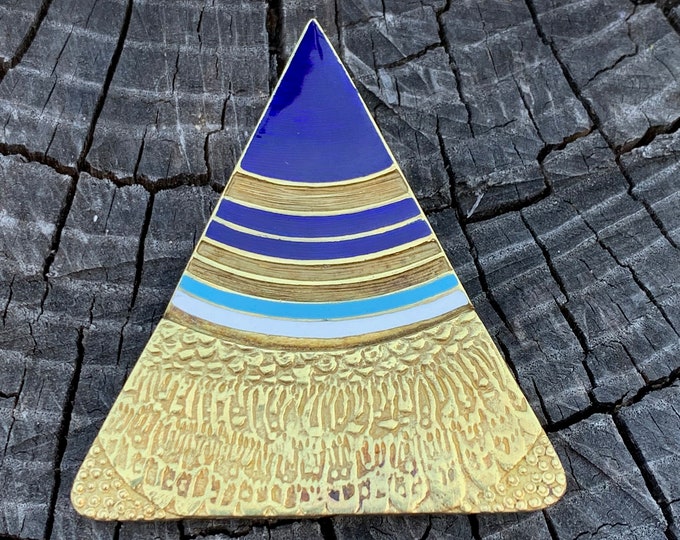 Gold Triangle Pendant, Large Triangle Pendant, Enamel Pendant