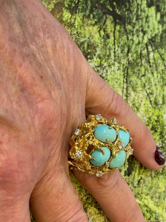 Turquoise Ring,  Turquoise Diamond Ring, December… - image 9