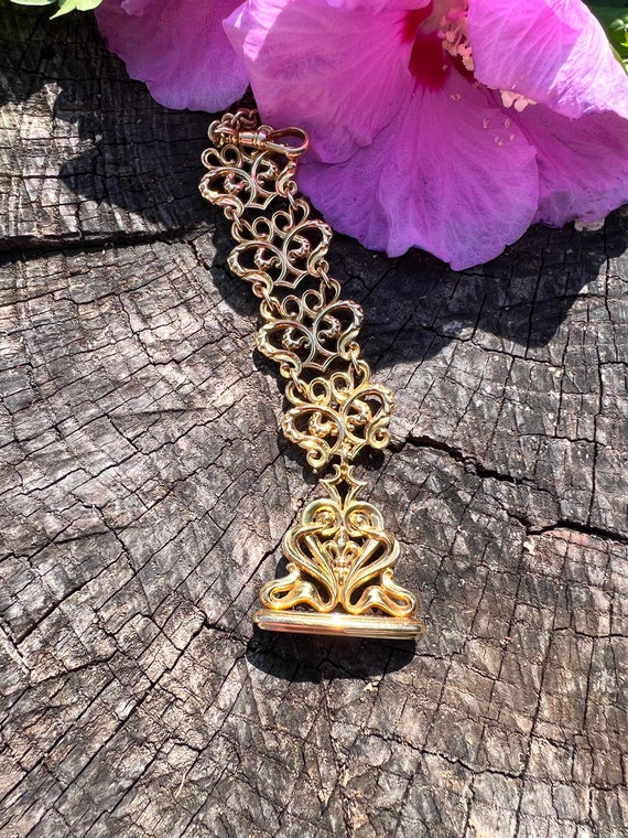 Antique gold fob chain necklace hot sale
