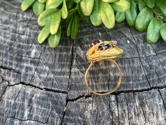 Yellow Gold Amethyst Ring, Amethyst Statement Rin… - image 9