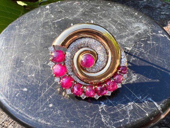 Retro Ruby Brooch, Retro Diamond Brooch, Ruby and… - image 6
