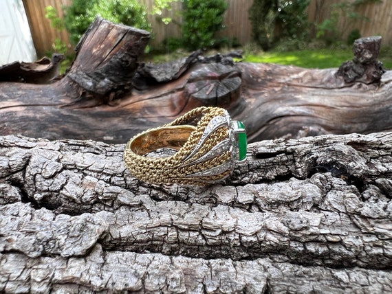 Jade Dome Ring, Jade and Diamond Ring, Jade Cockt… - image 8