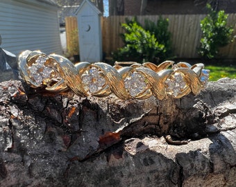 Yellow Gold and Diamond Bracelet, Chunky Gold Bracelet,  Diamond Bracelet