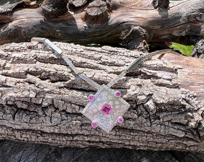 Pink Topaz Pendant, Pink Topaz Necklace, Hans Cullmann Pendant