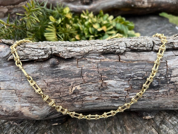 Chunky Gold Necklace, Paper Clip  Link Necklace, … - image 2