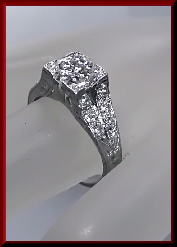 Art Deco Diamond Engagement Ring Antique Diamond … - image 5
