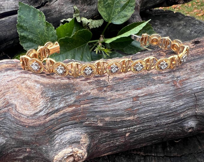 Yellow Gold and Diamond Bracelet, Diamond Gold Bracelet, Gold Chain Bracelet