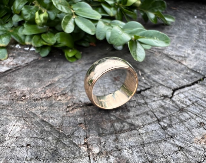 Gold Cigar Band, 14K Gold Band, Wide Gold Band, Gold Stacking Band, Gold Band Size 8.5