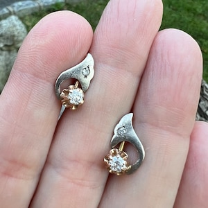 Victorian Diamond Dangle, Alternative Stud Earrings, Victorian Studs, Victorian Earrings