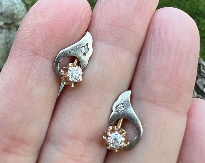 Victorian Diamond Dangle, Alternative Stud Earrings, Victorian Studs, Victorian Earrings