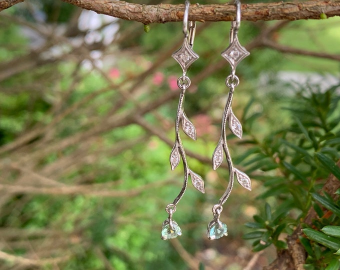 Cathy Waterman Platinum, Peridot and Diamond Earrings