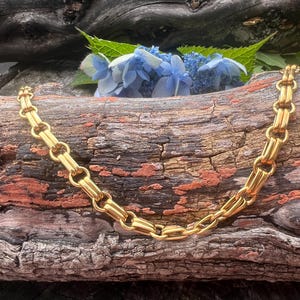 Chunky Gold Necklace, Wide Gold Necklace, Circle Link Chain, Thick Gold Chain, Bold Gold Chain