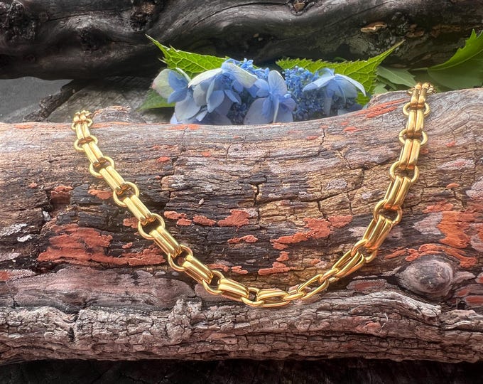 Chunky Gold Necklace, Wide Gold Necklace, Circle Link Chain, Thick Gold Chain, Bold Gold Chain