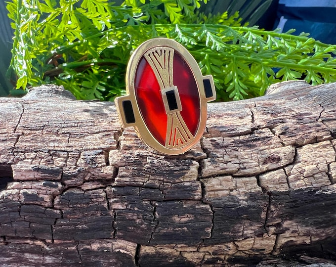 Retro 18K Yellow Gold Carnelian Statement Ring