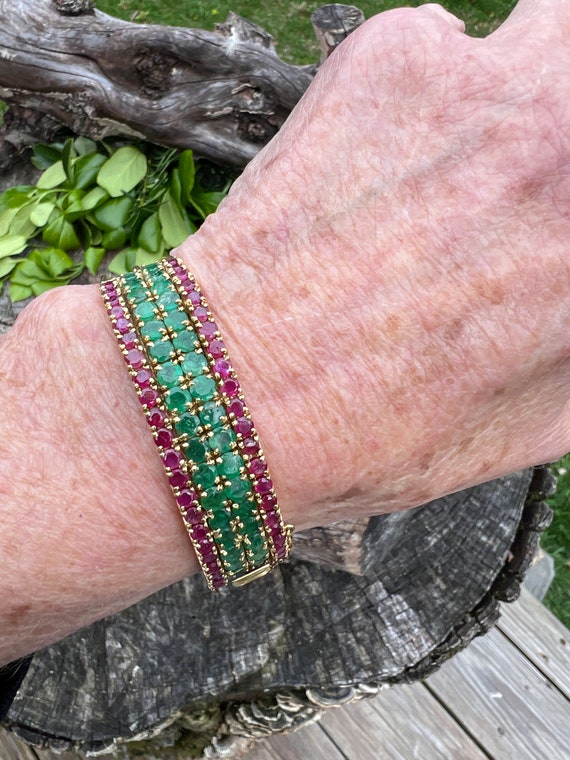 Ruby and Emerald Bangle, Wide Ruby Bangle, Wide E… - image 5