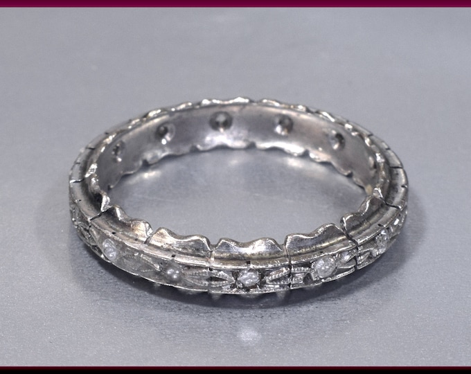 Antique Vintage Art Deco 14K White Gold and Diamond Wedding Band Eternity Band - R 531S