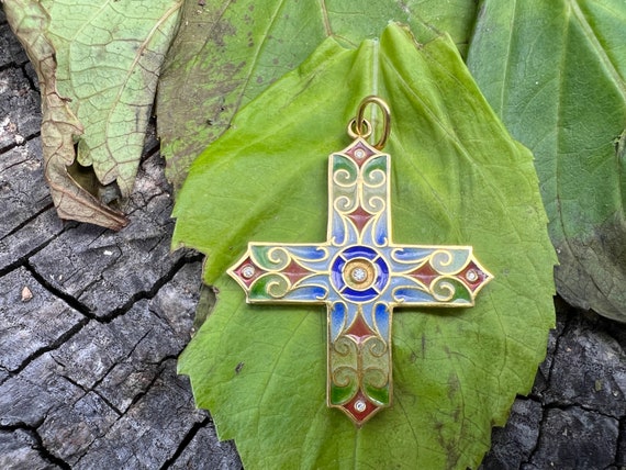 Enamel Cross, Ornate Gold Cross, Masriera Cross, … - image 3