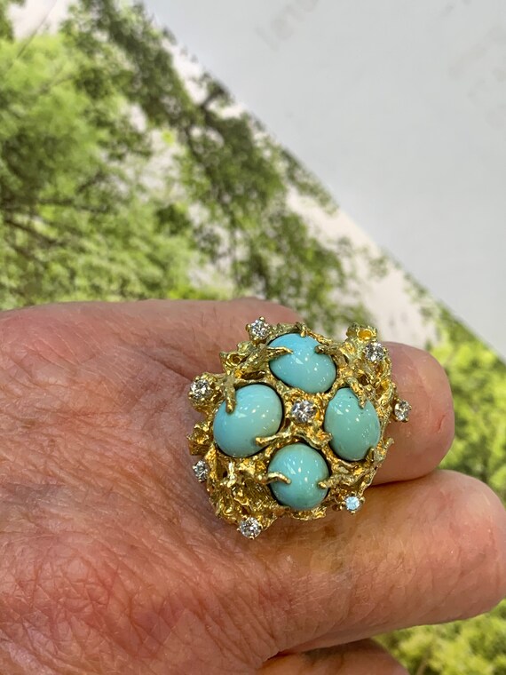 Turquoise Ring,  Turquoise Diamond Ring, December… - image 5