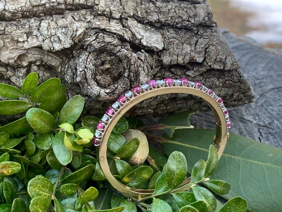 Ruby and Diamond Bangle, Ruby Bracelet, July Birt… - image 8
