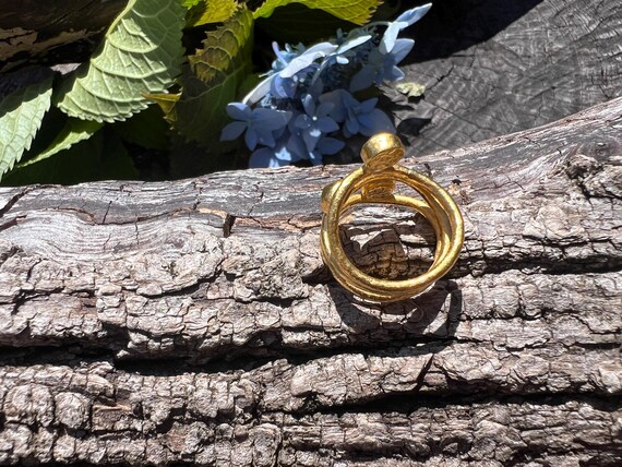 Rose Cut Black Diamond Ring: 24k Yellow Gold Cock… - image 8