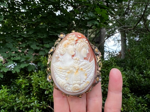 Double Face Cameo, Victorian Cameo, Conch Shell C… - image 6