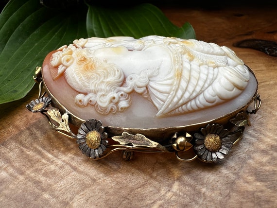 Double Face Cameo, Victorian Cameo, Conch Shell C… - image 2