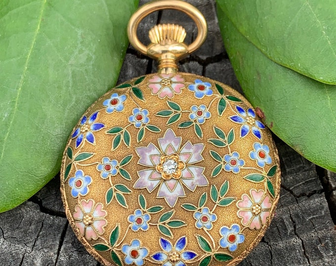Victorian Pocket Watch Gold Pocket Watch Enamel Pocket Watch Etsy