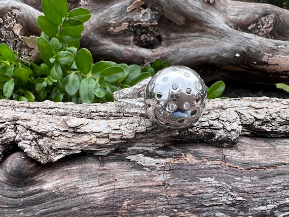 Diamond Cluster Ring, Diamond Dome Ring, White Go… - image 1