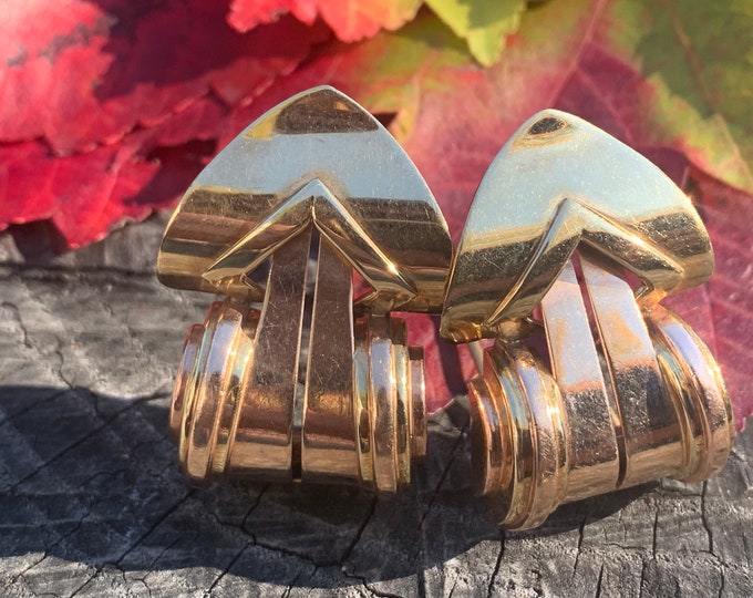 Retro Gold Clips, Gold Arrow Brooch, Yellow Gold Arrow, Gold Arrow Pendant