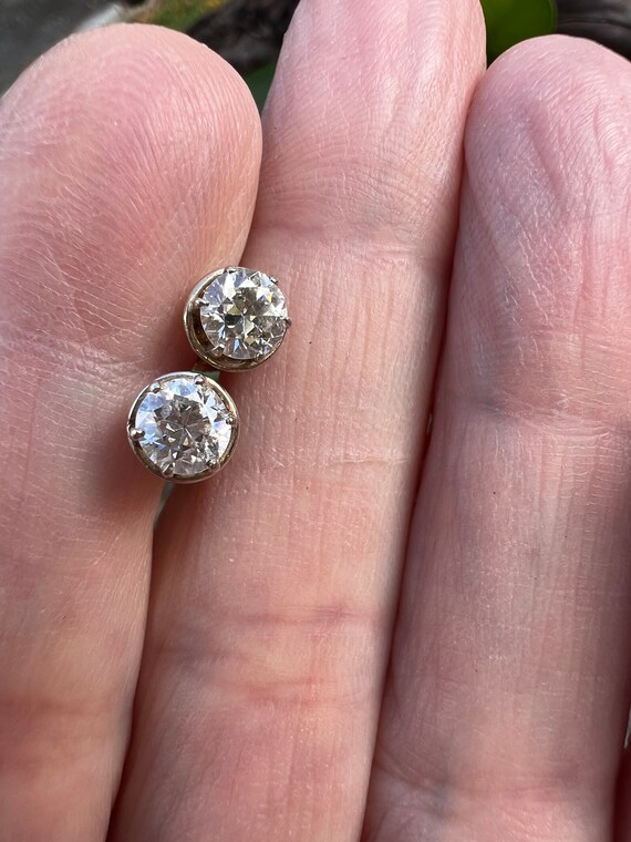 Art Deco Diamond Studs, Deco Studs, Deco Earrings… - image 2